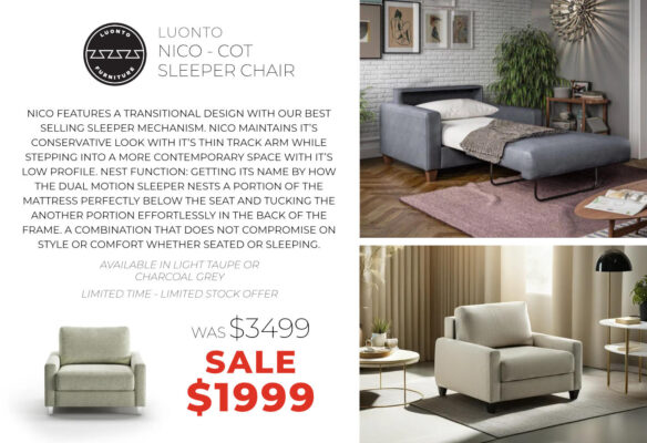 Luonto Nico - Cot sleeper chair - now only $1999