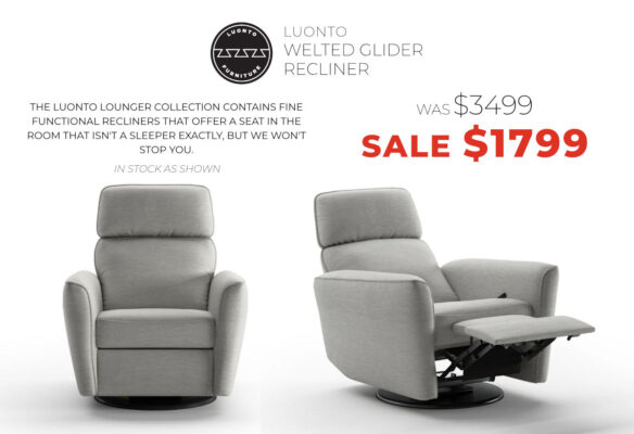 Luonto Welted glider recliner - now only $1799