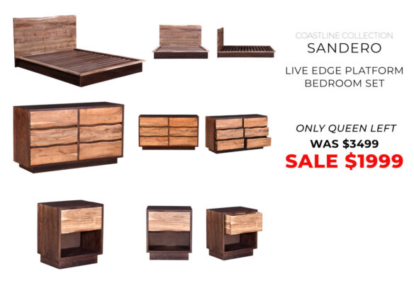 Sandero live edge bedroom furniture set on sale