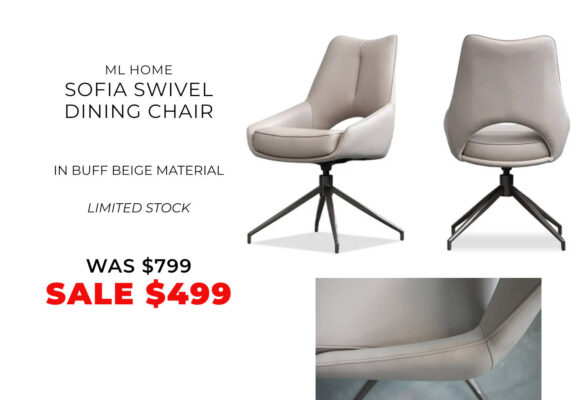 Beige Sofia swivel dining chair on sale