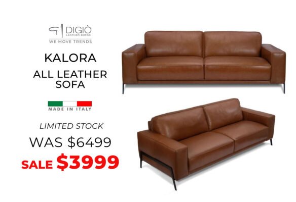 Kalora All leather Sofa - Made in Italy. Was $6499, Now only $3999