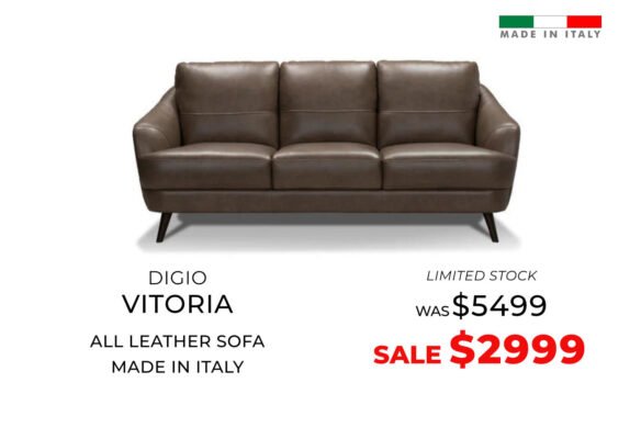 Luxurious Italian-made brown leather sofa, stylish and comfortable design, perfect for modern living rooms.