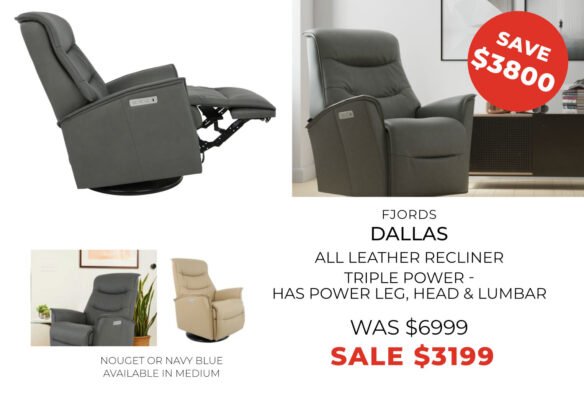 Fjords Dallas - Leather power recliner - save $3800