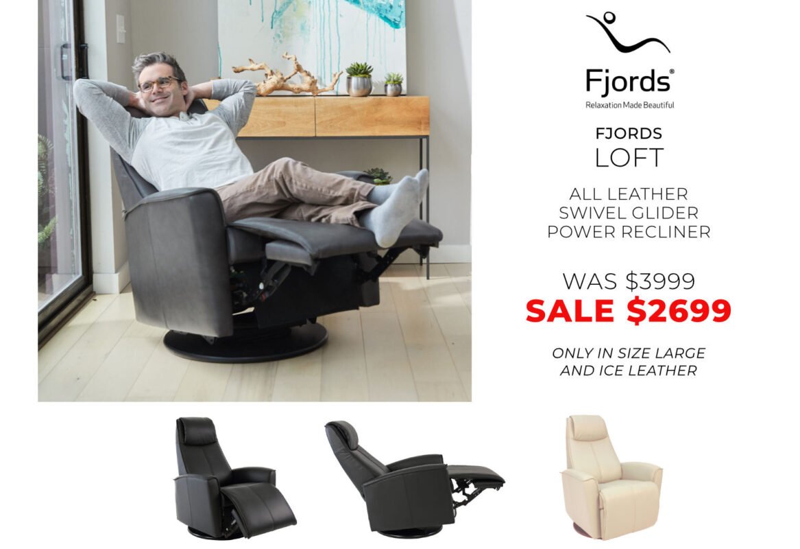 Comfortable black leather swivel recliner chair with power recliner feature for living room relaxati.